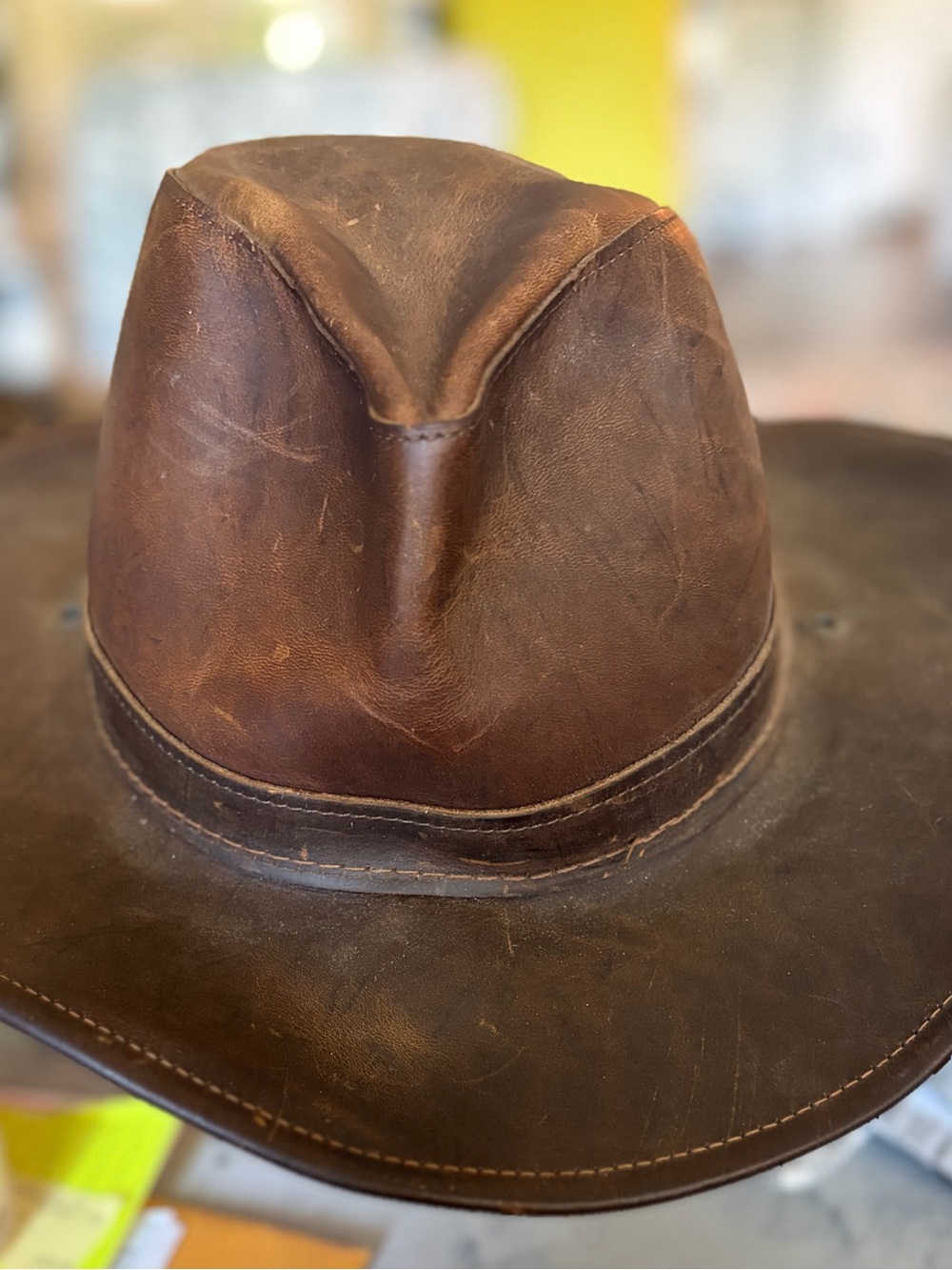 Orvis Brown Leather Western Hat- vintage